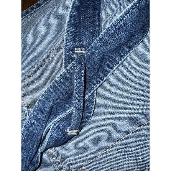Gap 1969 Denim Overalls Shorts Women’s Size Large L Light Wash Distressed Cutoff - Picture 4 of 10